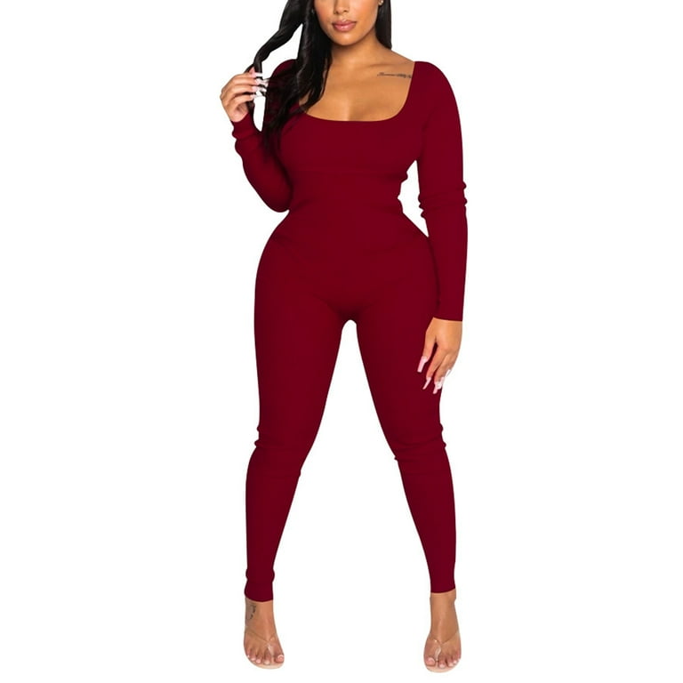 Red tight sales jumpsuit