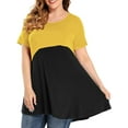 thumbnail image 1 of Grianlook Women Fashion Color Block Tee Oversized Crew Neck Blouse Travel Short Sleeve Tops, 1 of 2