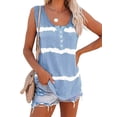 thumbnail image 1 of Grianlook Women Sexy Button Up Tank Tops Henry Neck Sleeveless Tee Daily Wear Striped Print Summer Top, 1 of 2
