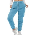 thumbnail image 1 of Grianlook Women Winter Warm Fuzzy Sleep Jogger Lounge Pant Cozy Fleece Pajama Pjs Bottoms Sleepwear Nightwear with Pocket Blue XL, 1 of 2