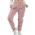thumbnail image 1 of Grianlook Women Winter Warm Fuzzy Sleep Jogger Lounge Pant Cozy Fleece Pajama Pjs Bottoms Sleepwear Nightwear with Pocket Pink S, 1 of 2