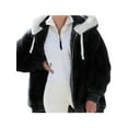 thumbnail image 1 of Grianlook Womens Fluffy Warm Plush Coat Zipper Hooded Outerwear Ladies Coat Jacket, 1 of 2