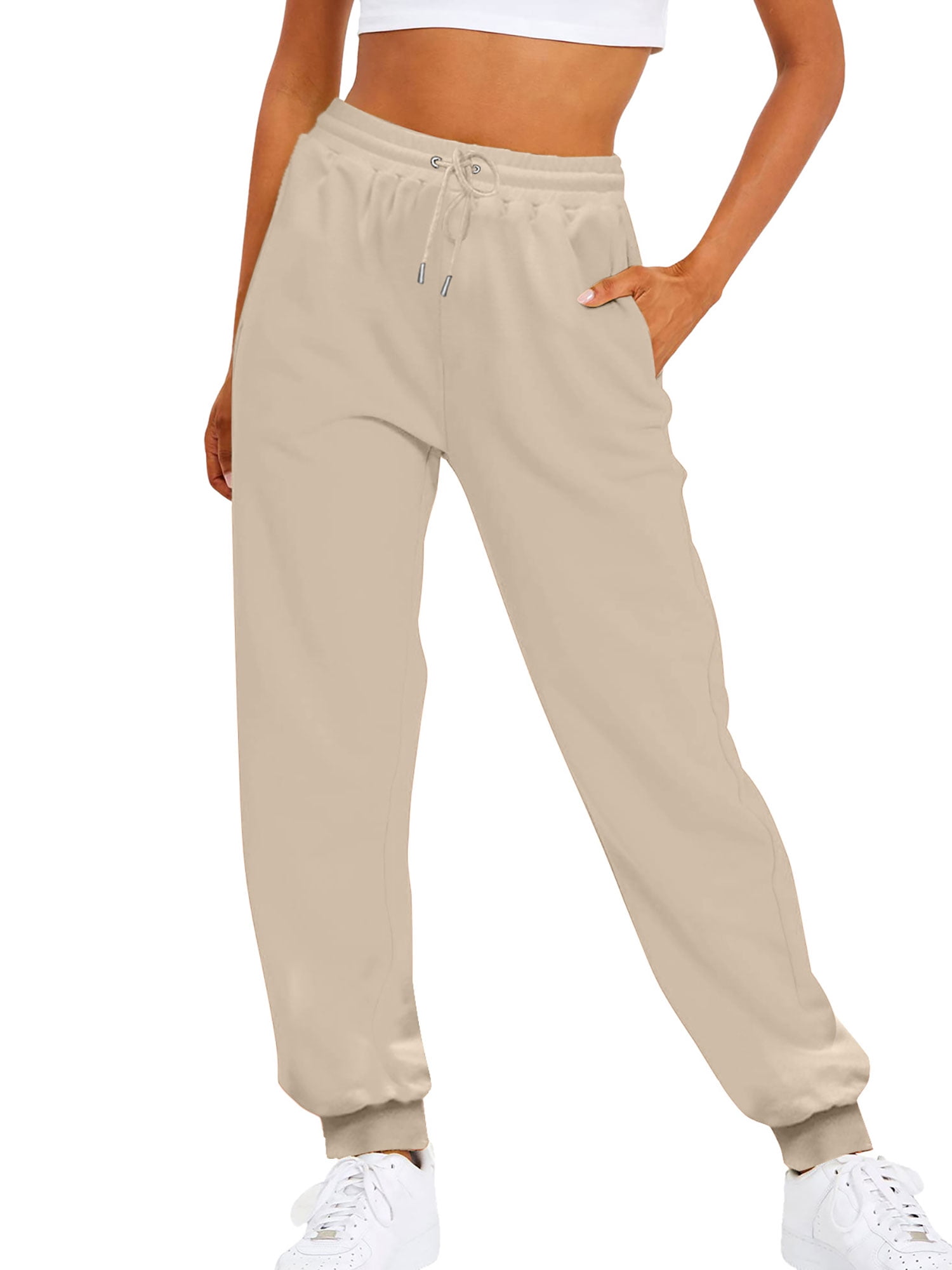 Grianlook Women's Drawstring Cargo Capri Pants with Pockets Plain