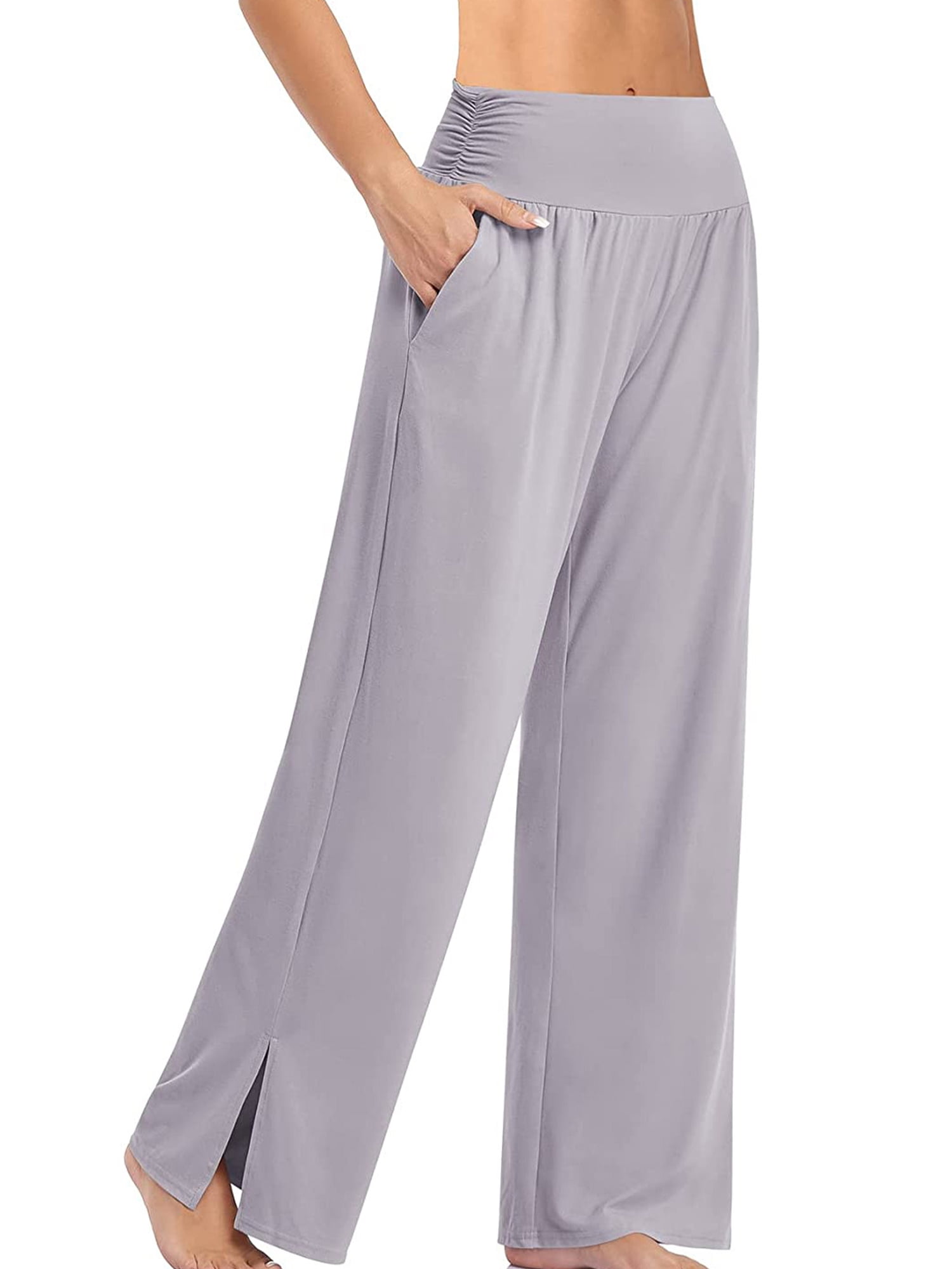Grianlook Womens Palazzo Wide Leg Lounge Pants Casual Slit Pilate ...