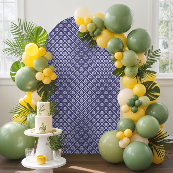 Grid Arch Backdrop Cover, 4FT, Country Farmhouse Minimalist Plaid Checkered Spandex Arch Covers Double-Sided Backdrop for Wedding Birthday Party Photo Background Decoration