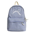 thumbnail image 1 of Grid Backpack Heavy Duty, Bowknot Embroidery School Backpack, Durable Student Bookbag for Elementary Primary Middle School, Blue, 1 of 10
