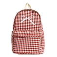 thumbnail image 1 of Grid Backpack Heavy Duty, Bowknot Embroidery School Backpack, Durable Student Bookbag for Elementary Primary Middle School, Red, 1 of 8