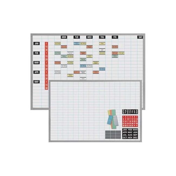 Grid Board, Porcelain, 36 in, 48 in, Aluminum Frame, White, Gloss OB-3648B