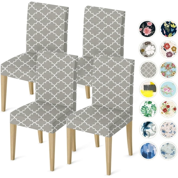 Grid Chair Covers for Dining Room Set of 4, Dining Chairs Seat Cover,Kitchen Stretch Chair Covers,Seat Cover for Dining Chairs,Furniture Protector for Chairs Dining Room,Slipcover Chair Covers
