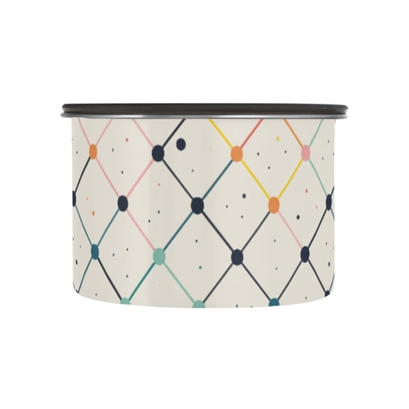 Grid Colorful Polka Dots Airtight Coffee Bean Canister 17oz Food Storage Containers with Lids For Gournd, Tea, Sugar, Flour, Rice, Cereal, Candy Cookie Jar