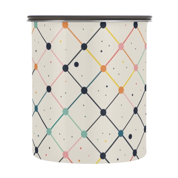 Grid Colorful Polka Dots Airtight Coffee Bean Canister 30oz Food Storage Containers with Lids For Gournd, Tea, Sugar, Flour, Rice, Cereal, Candy Cookie Jar