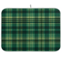 Grid Dark Green Lattice Dish Drying Mat Microfiber Kitchen Pad Large Counter Absorbent Dish Mats Drainer Rack 18"x24"