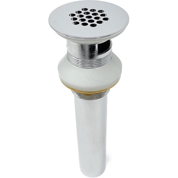 Grid Drain Strainer Assembly with Overflow for Bathroom Sink, Made of Brass Chromed