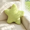 thumbnail image 1 of Grid Fabric Five Pointed Star Plush Pillow, Soft Lumbar Support Cushion, Decorative Throw Pillow for Sofa Bedroom Living Room,Green, 1 of 7