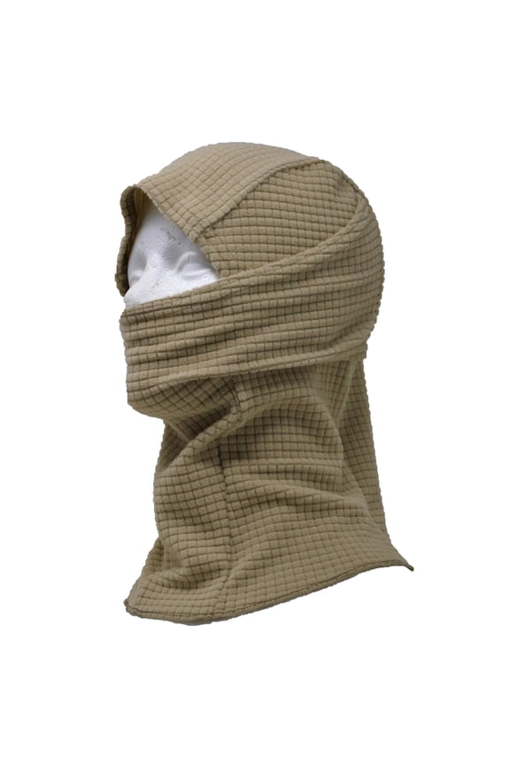 Grid Fleece Balaclava Hood Polyester Winter Sports Gear Extreme Cold Outdoor Weather, One Size, Tan 499