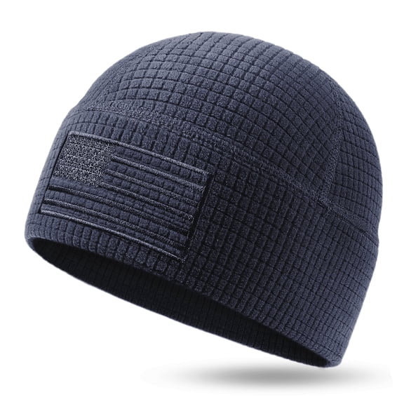 Grid Waffle Knit Beanie, Stretch Fit Men's All-Season Warm Hat, Moisture Wicking Quick Dry, Windproof Ear Coverage For Everyday Wear