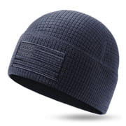 Grid Waffle Knit Beanie, Stretch Fit Mens All-Season Warm Hat, Moisture Wicking Quick Dry, Windproof Ear Coverage For Everyday Wear