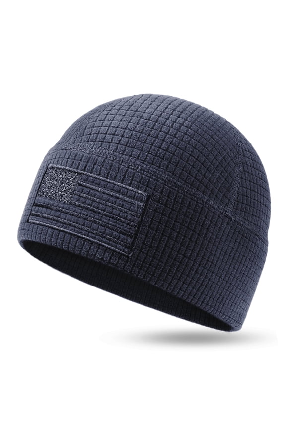Grid Waffle Knit Beanie, Stretch Fit Men's All-Season Warm Hat, Moisture Wicking Quick Dry, Windproof Ear Coverage For Everyday Wear