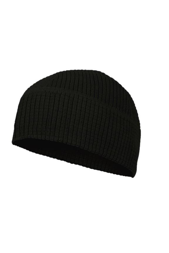 Grid Fleece Cap Beanie Polyester Winter Sports Gear Extreme Cold Outdoor Weather, One Size, Black