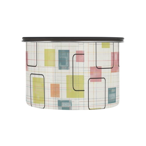 Grid Geometric Blocks Airtight Coffee Bean Canister 17oz Food Storage Containers with Lids For Gournd, Tea, Sugar, Flour, Rice, Cereal, Candy Cookie Jar