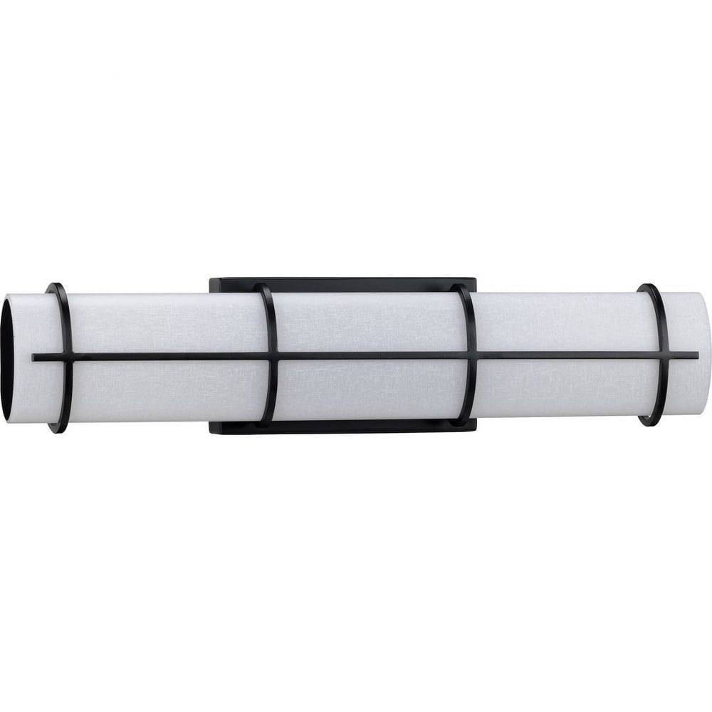 Grid LED 22-Inch Black and White Linen Bath Vanity Light