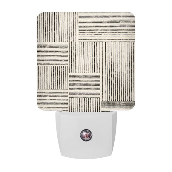 Grid Line Blocks LED Night Light, Minimalist Art Charcoal Black Lines Grids Night Lights plug into Wall with Smart Sensor Dusk to Dawn Sensor for Nursery Bedroom 2.95x4.5in