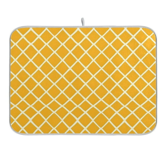 Grid Lines Dish Drying Mat 16x18 Absorbent Microfiber Draining Rack Pad for Kitchen Counter Sink