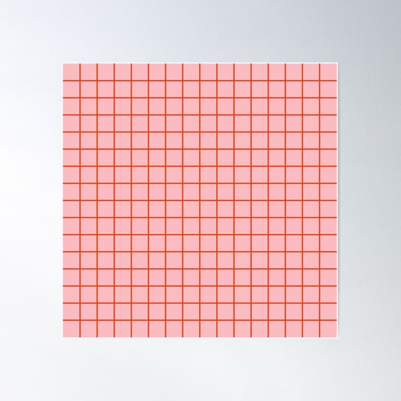 Grid Lines Pink And Red Orange Geometric Pattern Poster Wall Art, Modern Wall Decor For Living Room Bedroom, 30x30 UNFRAMED
