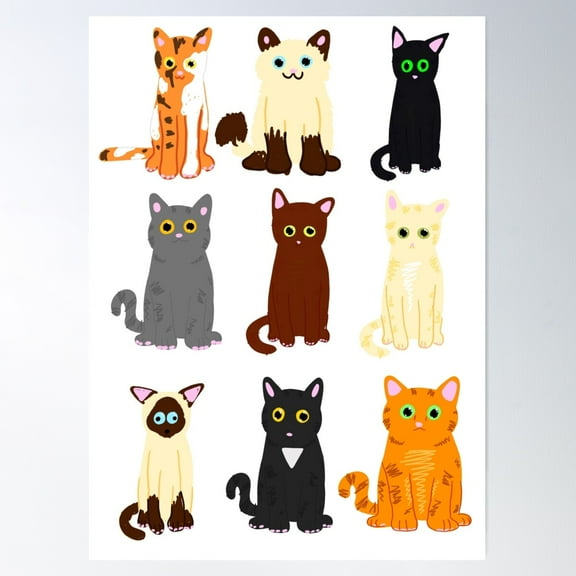Grid Of Kittens Poster Wall Art, Modern Wall Decor For Living Room Bedroom, 8x12 UNFRAMED