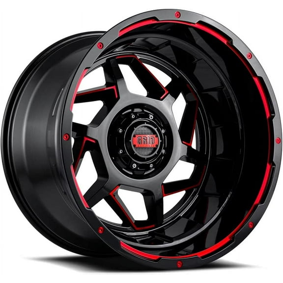 Grid Off-Road GD14 Custom Wheel for 20x9 inch Gloss Black w/ Red Accents Rim 87.1mm Hub Bore