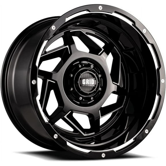 Grid Off-Road GD14 Custom Wheel for 22x12 inch Gloss Black w/ Milled Accents Rim 110.3mm Hub Bore