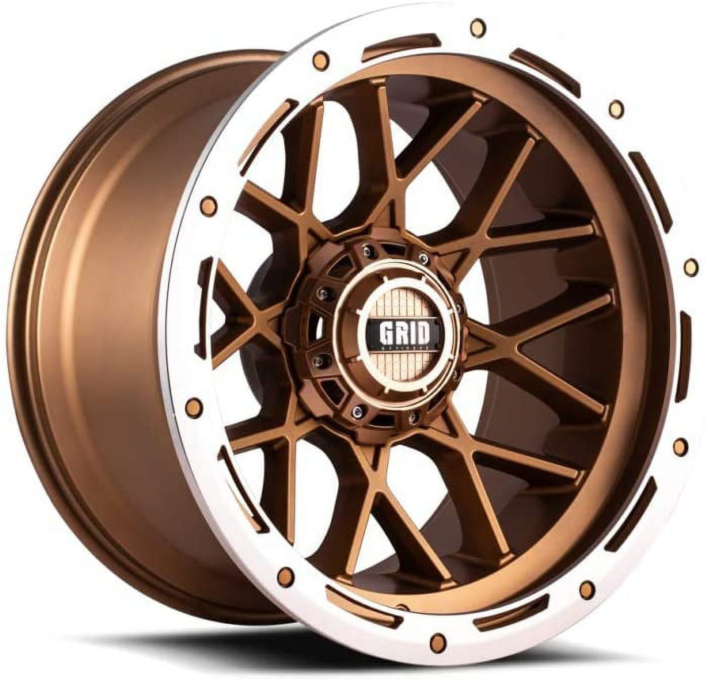 Grid Apache Rims Grid OffRoad Custom Wheel for 22x12 87.1mm Hub Matte Bronze with Milled ...