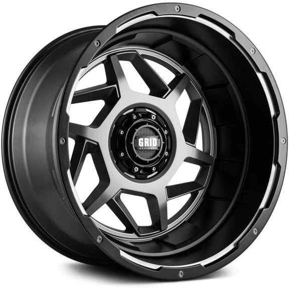 Grid OffRoad GD14 Custom Wheel for 20x9 15 inch Matte Anthracite with Matte Black Lip Rim 110.3mm Hub Bore