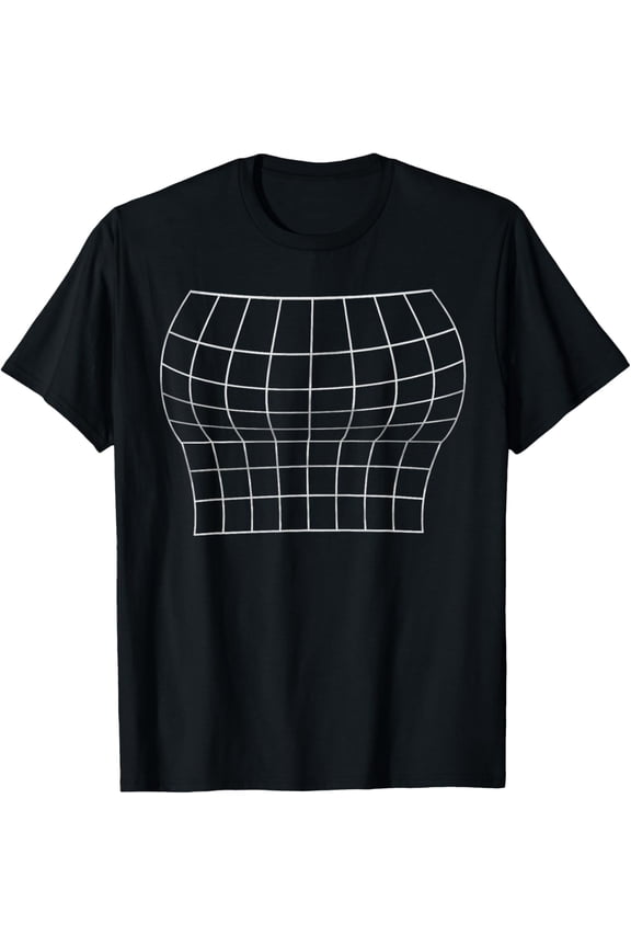 Grid Optical Illusion Large Bust Size Well Endowed Flat T-Shirt