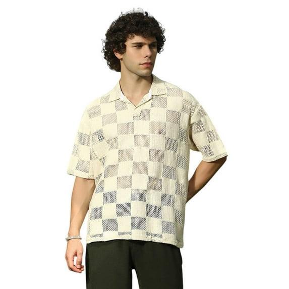 Grid Oversized Polo T-Shirt