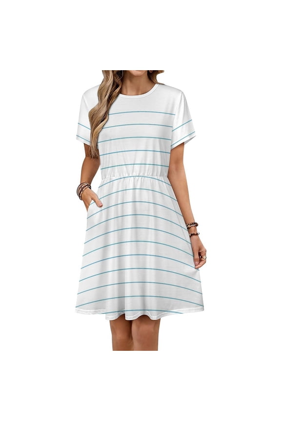 Grid Paper Abstract Short Sleeve Dress Women Summer Evening Dresses Ladies Sundress