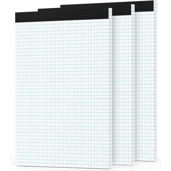 Grid Paper Pads 8.5 x 11, 3 Pack, 4x4 Blue Quad Graph Paper Pads 8.5 x 11, White Quadrille Pad, Easy Tears Off, Cardboard Backing, Grid Notebook 8-1/2" x 11", 70 GSM Graft Paper, 30 Sheets/Pad 8.5 x