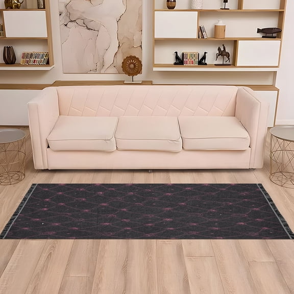 Grid Pattern 72x23.5" Bedroom Runner Rug, Durable and Non-Slip for Hallways and Living Rooms