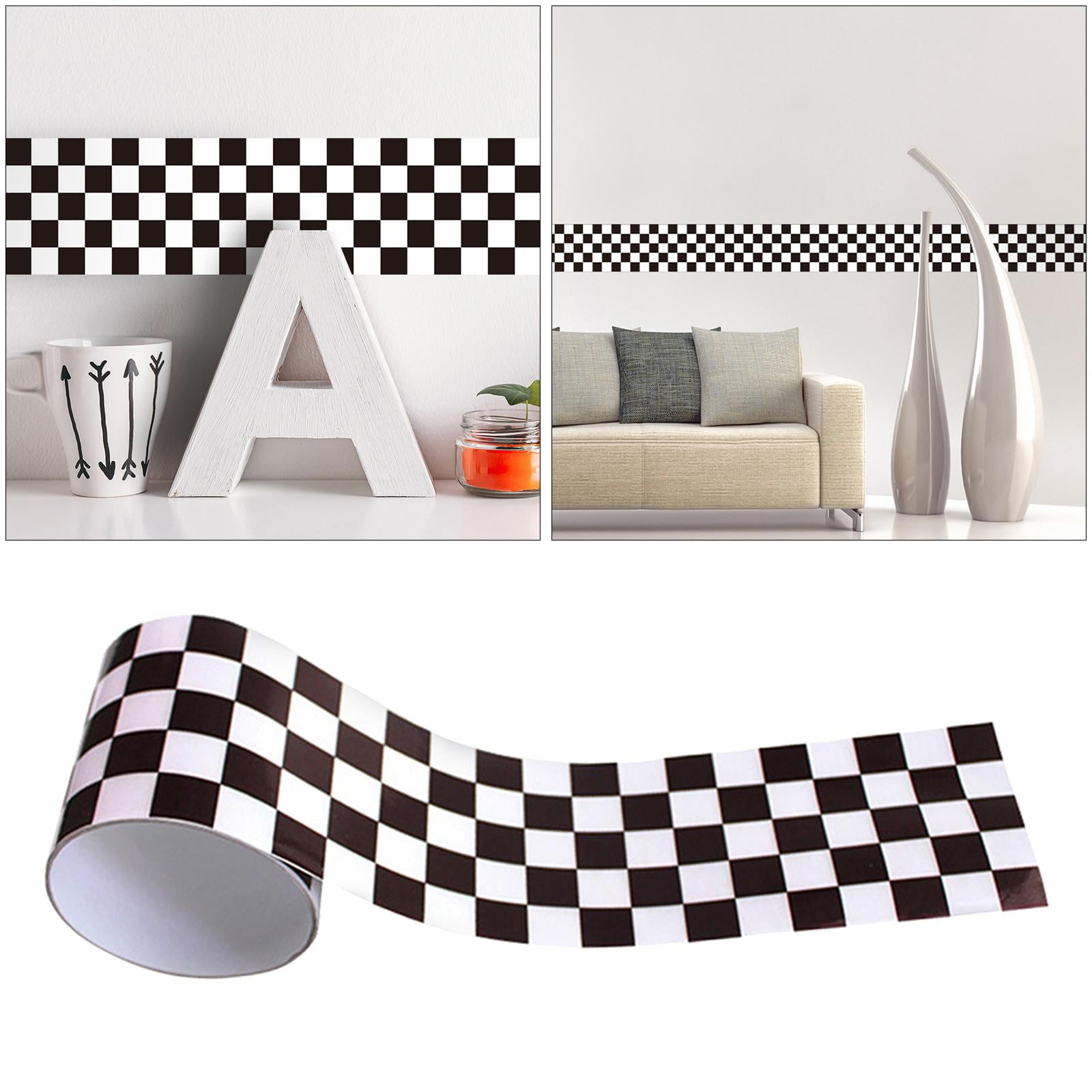 Grid Pattern Mosaic Wallpaper Border Self Adhesive Wall Waist Line Covering Border Kitchen Cabinet Door Toilet Border Decor 200x10cm