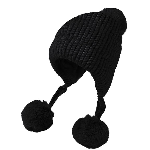 Grid Pattern Three Wool Thickened Hat For Children Winter Velvet Outdoor Warm Knitted Hat