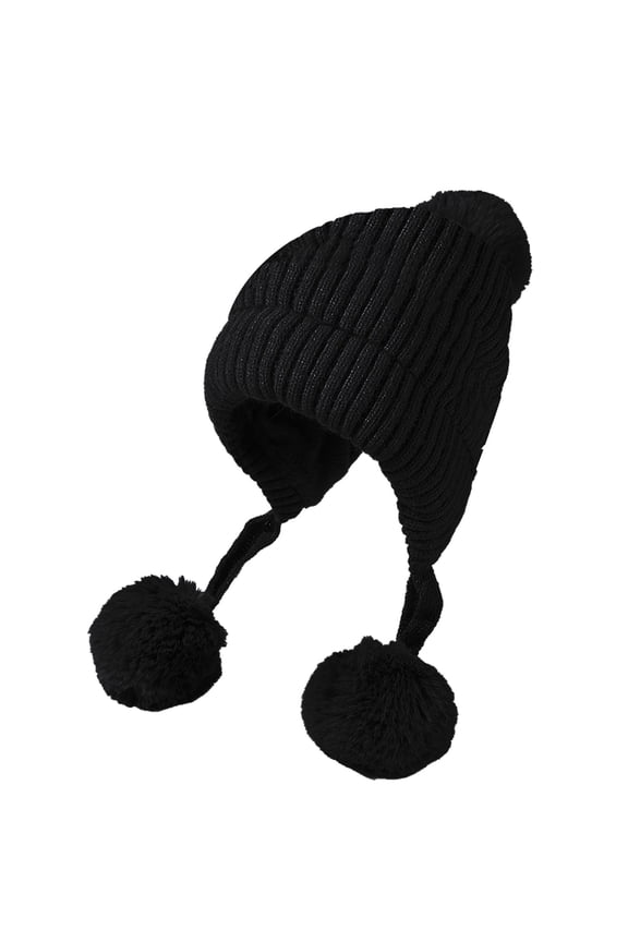 Grid Pattern Three Wool Thickened Hat For Children Winter Velvet Outdoor Warm Knitted Hat