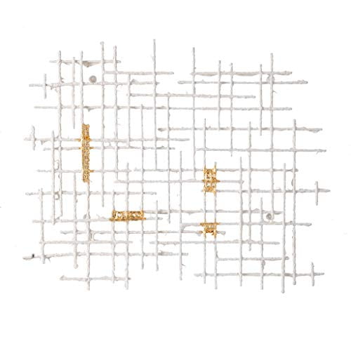 Grid Patterned Geometric Wall Décor - 32" x 1.5" x 26" - Large - White/Gold
