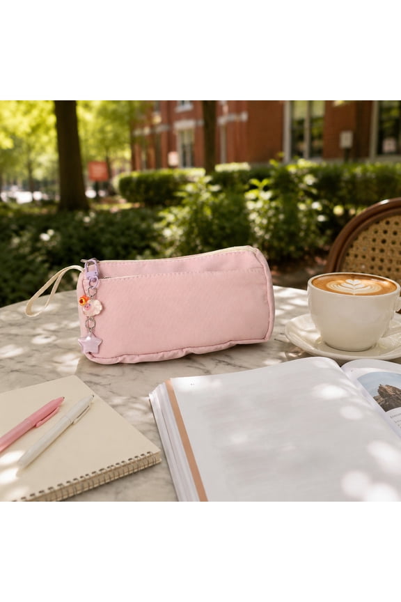 Grid Pencil Case Cloth Pouch Makeup Brush Bag Travel Organizer Cosmetic Storage Bag Office Stationery Holder Portable Daily Carry Multi Purpose Storage Accessory Fashion X