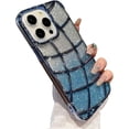 thumbnail image 1 of Grid Plaid Checkered Glitter Bling Rhombus Design Compatible with iPhone Case (Blue,iPhone 14), 1 of 6