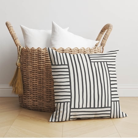 Grid Puz Ivory Charcoal Throw Pillow