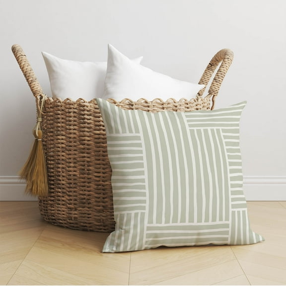 Grid Puz Light Green Throw Pillow