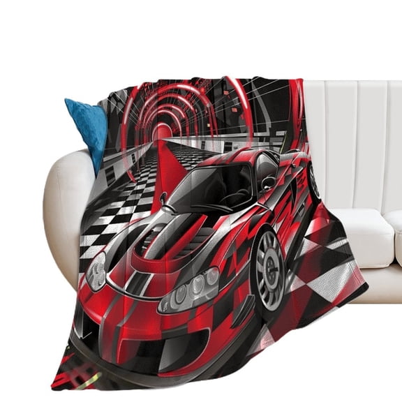 Grid Racing Car Blanket Lightweight Cozy Couch Bed Super Soft And Microfiber Throws Blankets for All Seasons