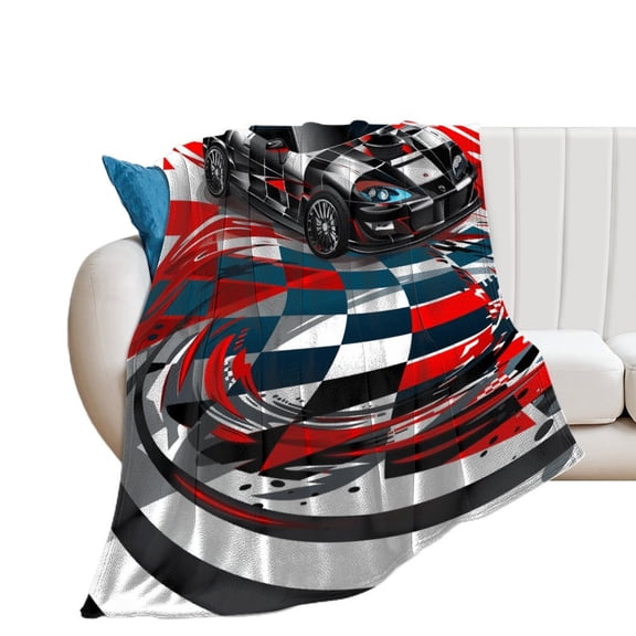 Grid Racing Car Blanket Lightweight Cozy Couch Bed Super Soft And Microfiber Throws Blankets for All Seasons