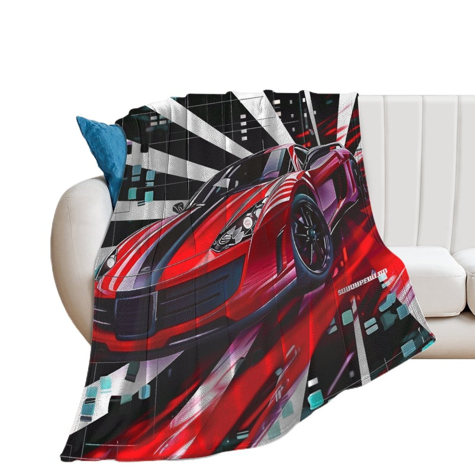 Grid Racing Car Soft Cozy Warm, Lightweight And Plush Flannel Throw ...