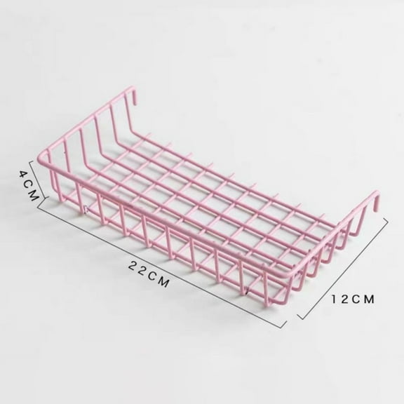 Grid Shelving Tray Hanging Basket Hanging Iron Art Storage Basket Pink 22cm